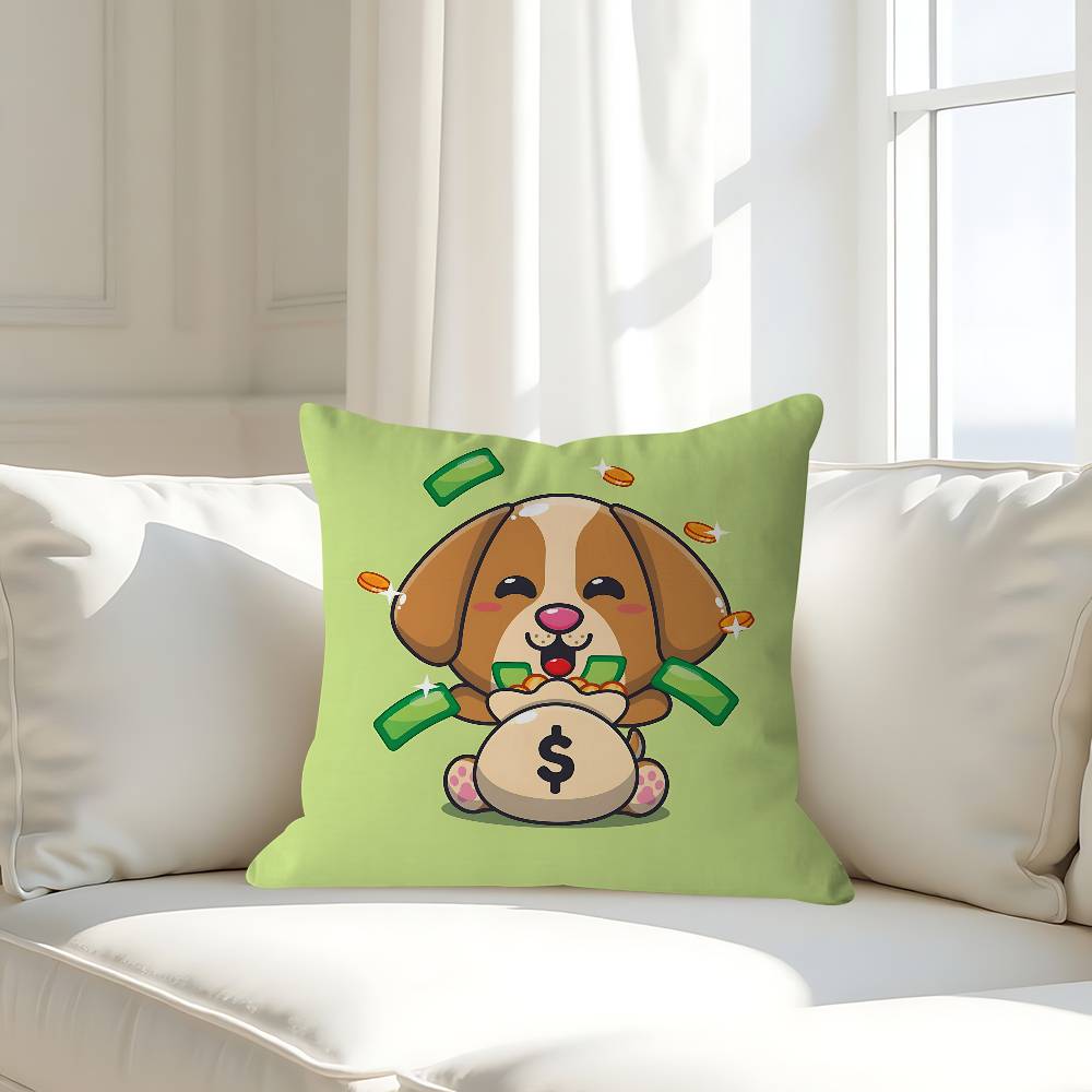 Cartoon Currency Pillow Case Removable Washable Cushion Cover – All-Season Soft Linen