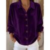 Women's Velvet Shirt - Casual Long Sleeve Collared Cardigan, Retro Velvet Blouse