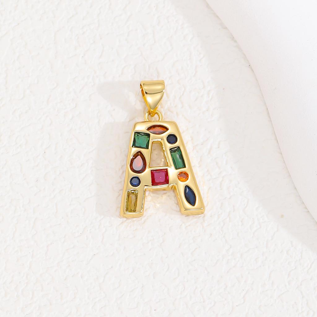 Multicolor Zircon A-Z Letters Pendant Necklace Crystal Water Drop 26 letters Pendant Necklace Gold Plated  Gift for Women