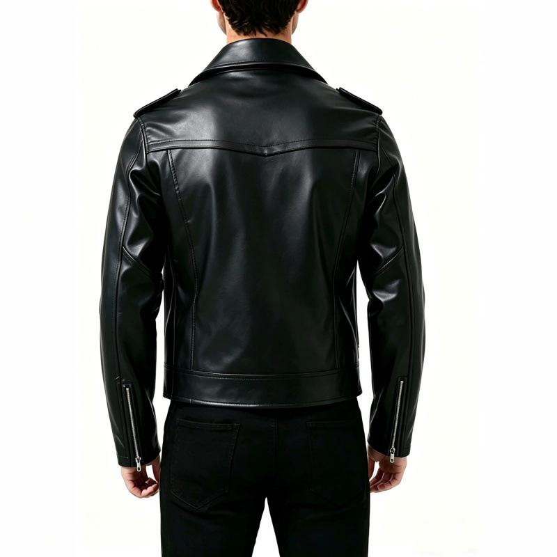 European and American men's PU leather jacket motorcycle jacket slim lapel zipper jacket fashion trend autumn