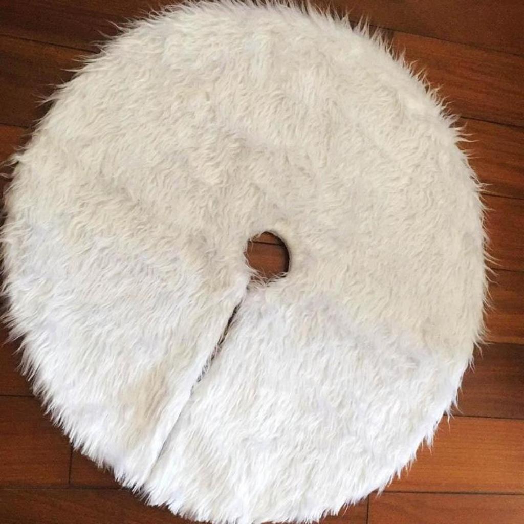 1Pcs Home Outdoor Christmas Decoration White Plush Christmas Tree Skirt