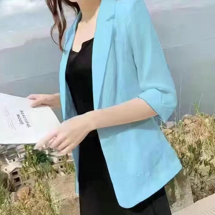 Leichter Damen-Leinenblazer: 2025 Koreanischer Stil, Professionell, Kurz, Vielseitige Sommer-Sonnenschutzjacke