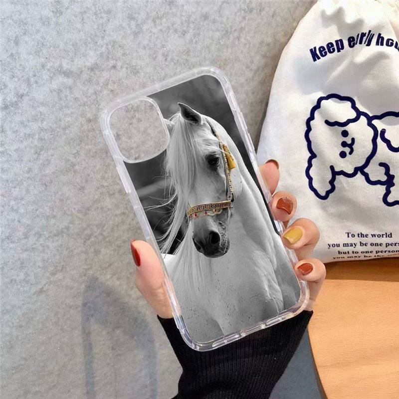running horse pattern Phone Case Transparent soft For iphone 12 11 13 7 8 6 s plus x xs xr pro max mini