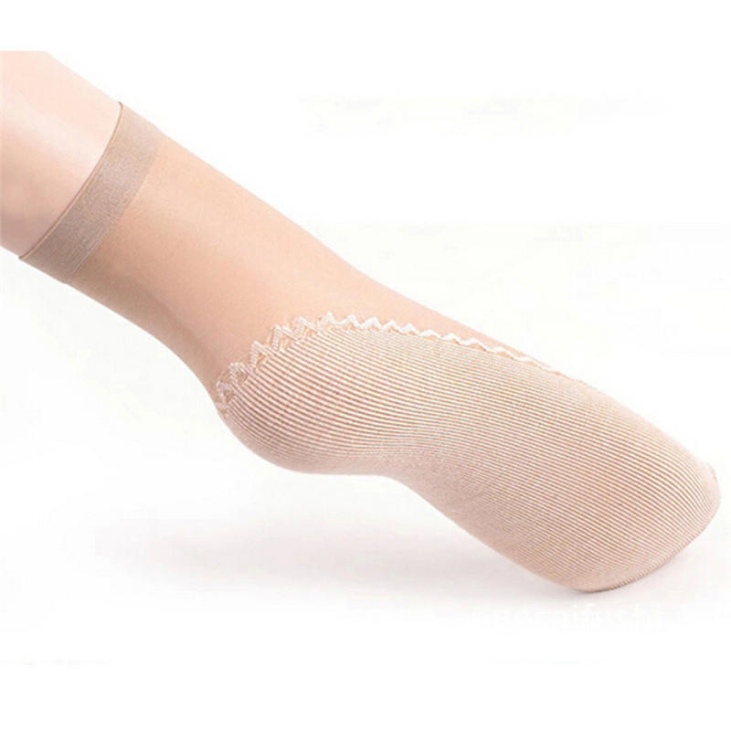 5 par kvinner fløyel silke sokker bomull bunnen sklisikker såle massasje sokker