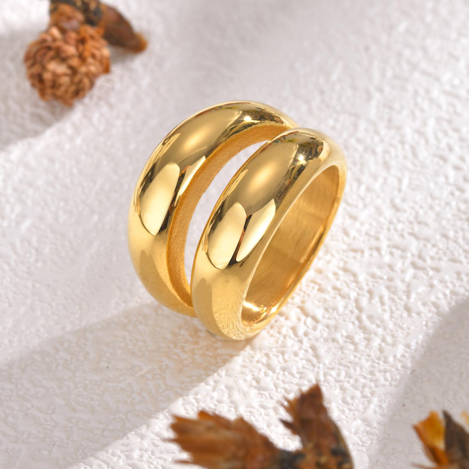 

Fashion Double Layers Ring For Women,Stainless Steel Gold Color Minimalist Rings,Geometric Ring Jewelry Gifts 6