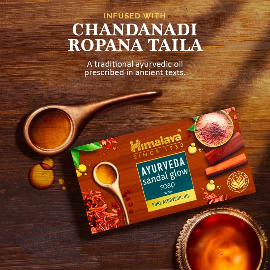 Himalaya Ayurveda Sandal Glow Soap 125g Bar For Soft Glowing Skin With Long Lasting Fragrance Gentle Daily Cleansing Body Bath