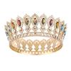 Round Princess Queen Tiara European Crystal Full Crown Metal Bridal Wedding Crowns  Birthday Party