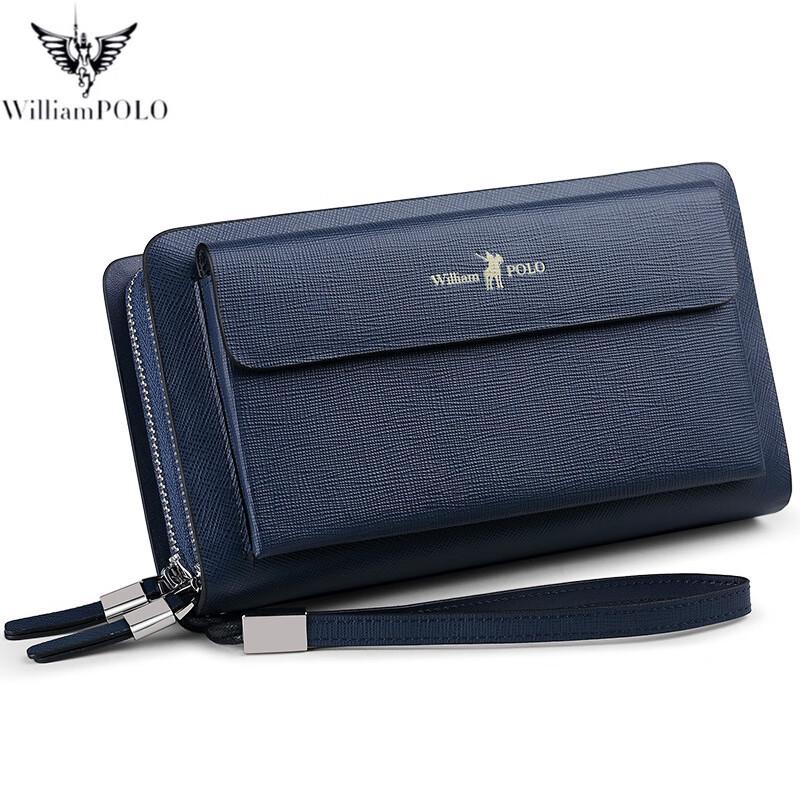 Мужской кожаный клатч-кошелек WILLIAMPOLO с длинной молнией Long Style