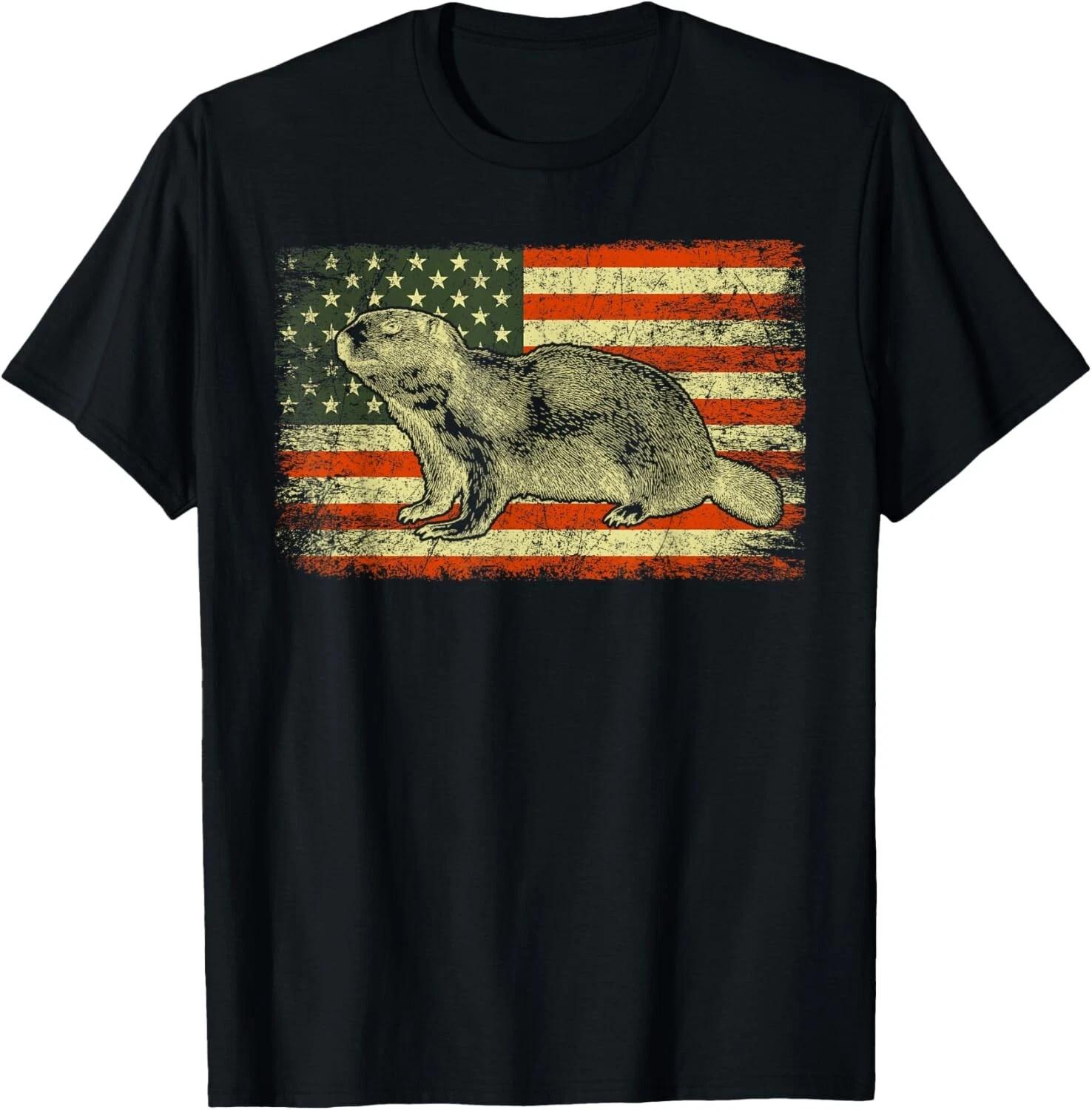 

Punxsy Phil American Flag Groundhog Day Gift Unisex T-Shirt 4XL