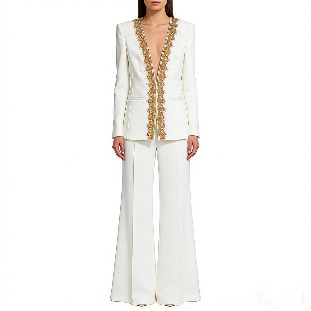 High Street Fashion Early Spring 2026 Embellished Jacket & Pants Set