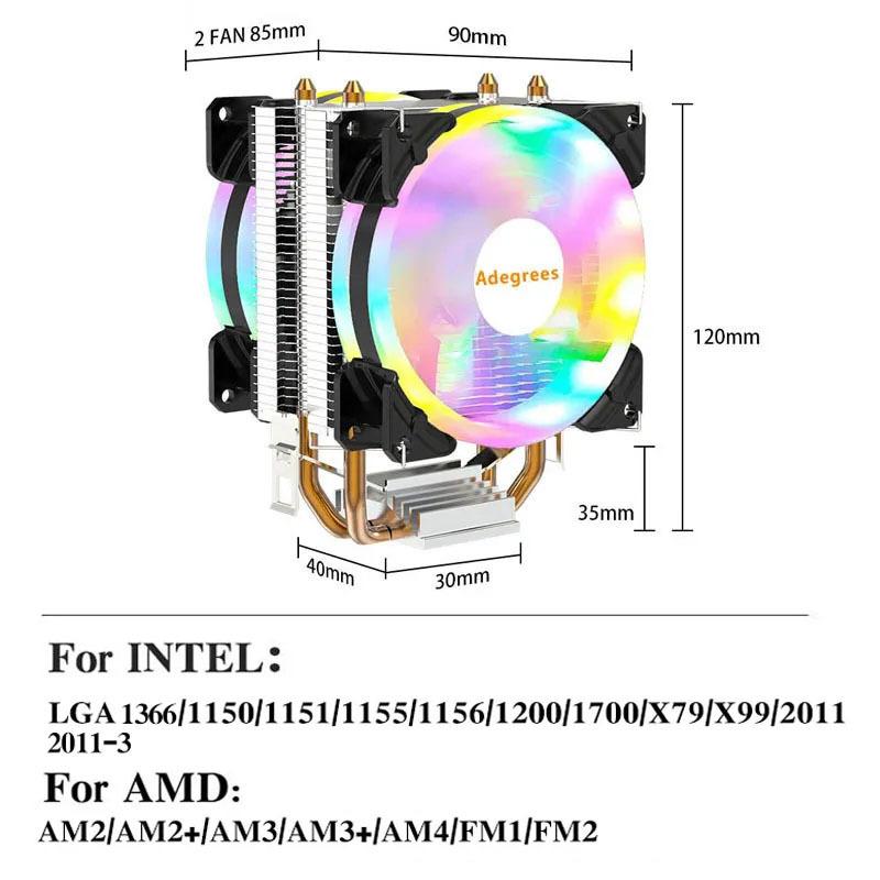 CPU Air Cooler X79 X99 3Pin/4Pin PWM Processor Cooling Fan For Intel LGA 1366 1151 1155 1200 1700 2011 AMD AM3 AM4 AM5 Lightless-3PIN-1Fan