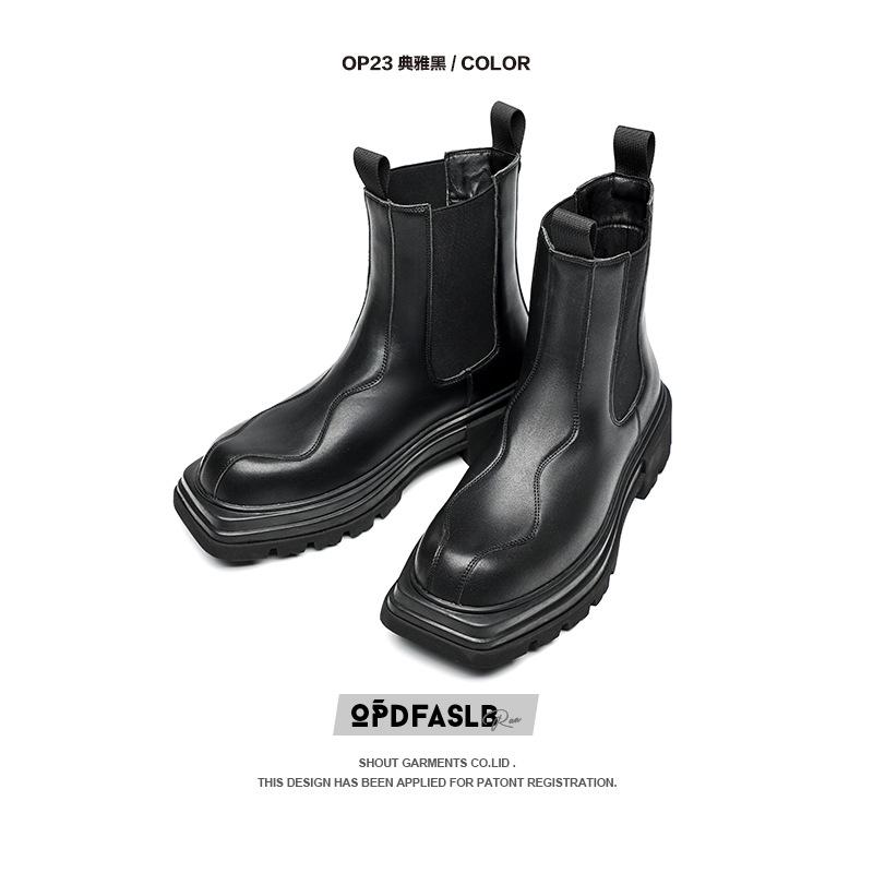 

Black Martin boots men s non-slip 2025 new retro British muffin thick-soled Chelsea mid-top boots 38 чёрный