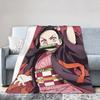 Kimetsu No Yaiba Kamado Nezuko Decken Anime Fleece Lustige Atmungsaktive Überwurfdecken für Bettwäsche Wohnzimmer Frühling Herbst