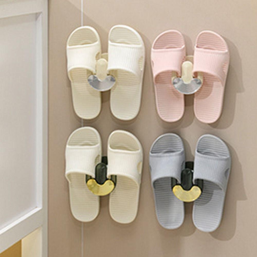 2Pcs Wall Mounted Slippers Rack Strong Bearing Capacity Shoe Drying Rack Slipper Hook Toilet