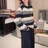 Round Neck Striped Sweater Women's Long-sleeved Autumn Clothing New Style Fashionable Loose Lazy Style Top Retro Pullover