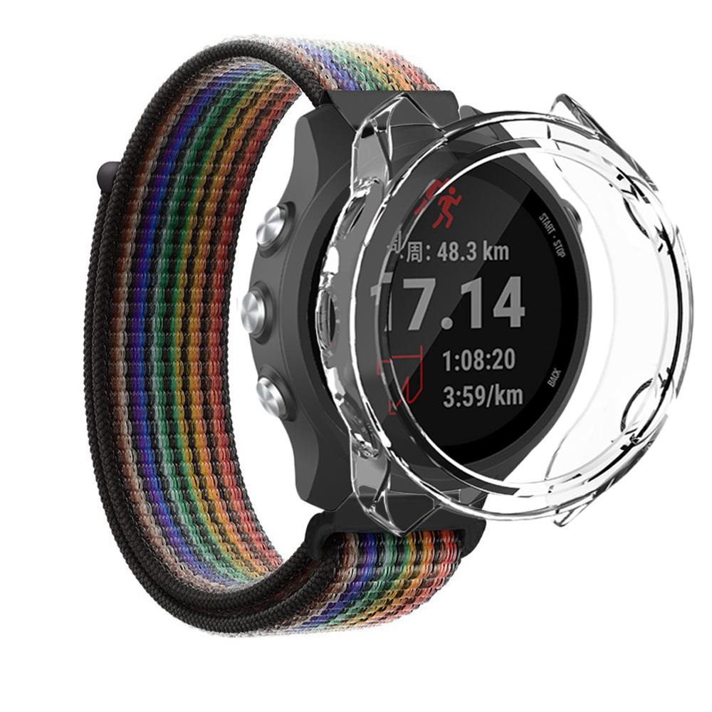 Nylon Strap + Case for Garmin Forerunner 165 265 265s 965 245 745 Ultra Light Fast Drying Watch Band Protector Case Soft Cover