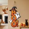 2D Flat Halloween Ghost Pendants Wooden Ghost Hanging Sign Front Door Hanging Decor  Garden Foyer