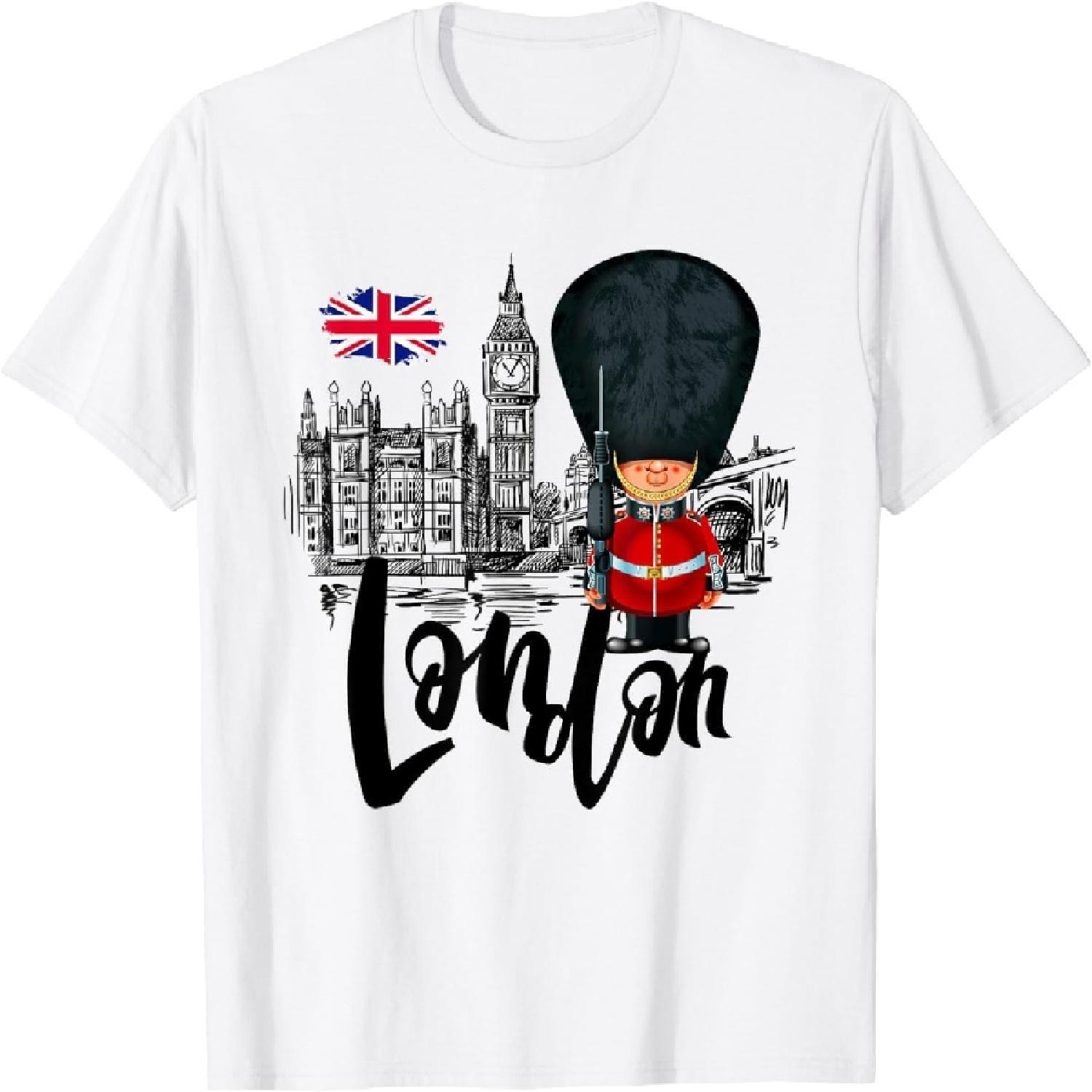 Хмель Cool London с иллюстрацией лондонских гвардейцев Эскиз Рисунок Футболка S