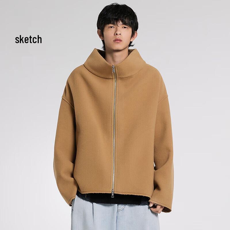 

CROQUIS Men s 2023 Winter Loose Fit Stand Collar Wool Blend Short Jacket M