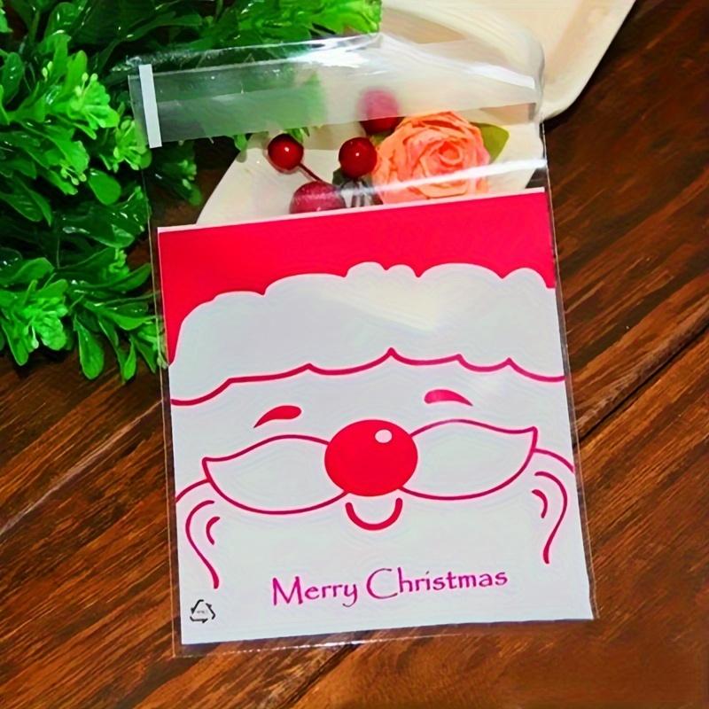 100pcs Christmas Handle Bag for Candy Chocolate Cookie Nougat Biscuit Xmas Packing Gift