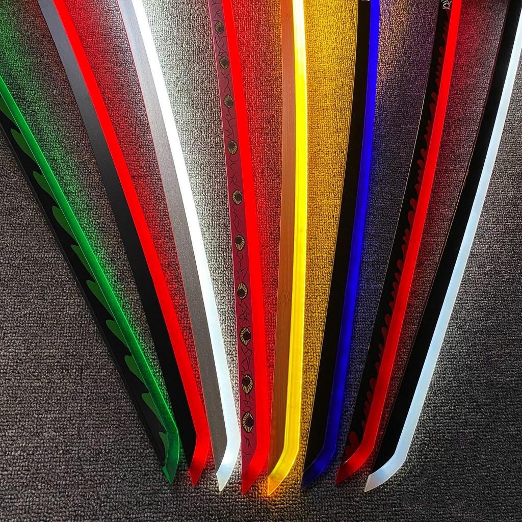 31/40inch Demon Slayer Katana Luminous Sword LED Light Kyoujurou Anime Cosplay Prop Real Japanese Katana Samurai Lightsabre Toy