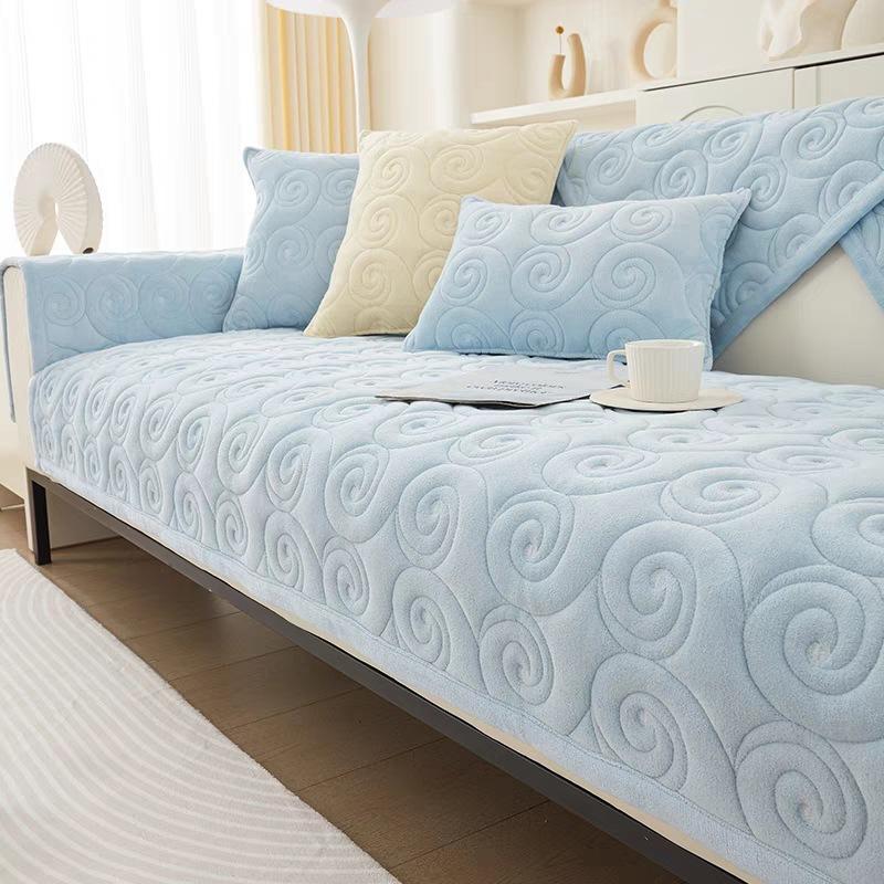 Winter Short Plush Non-Slip Sofa Cushion Warm Living Room Sofa Cover Flannel Thickened Soft Armrest Backrest Pillow Cover