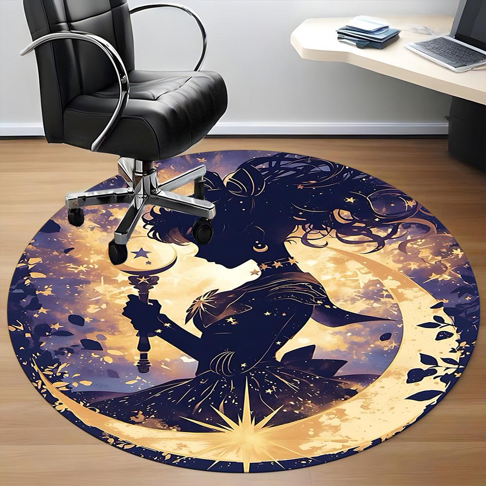 1pc Sailor Moon Office Round Area Rug, Indoor Mat Suitable For Office, Under Office Chairs Bedroom Living Room Home Decor, Room Deco174