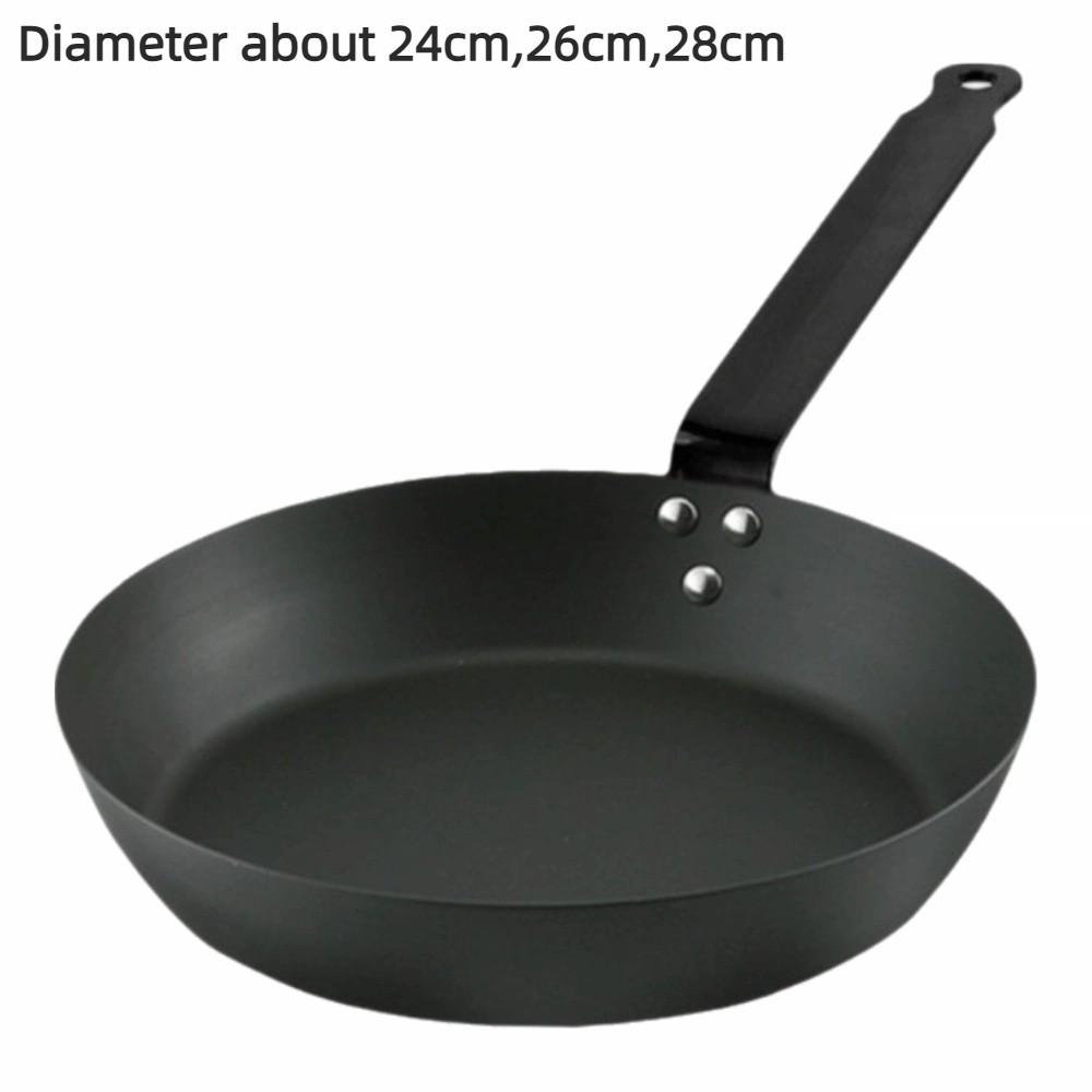 Uncoated Cast Iron Pan Flat Omelette Pan Durable Steak Frying Pan  Gas Induction Cooker