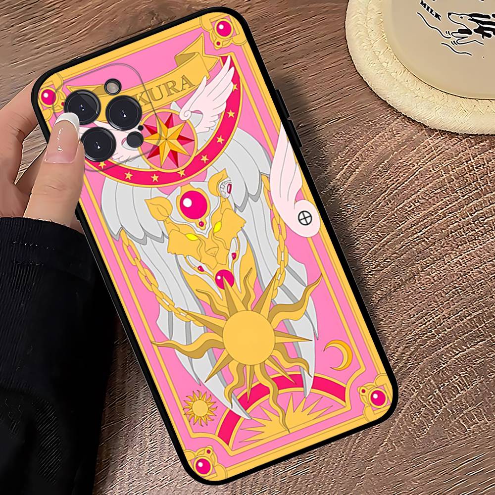 Anime C-CardcaptorS S-Sakura Phone Case For Iphone 17 16 15 14 13 12 11 Pro Max Plus Black Shell Cover Case