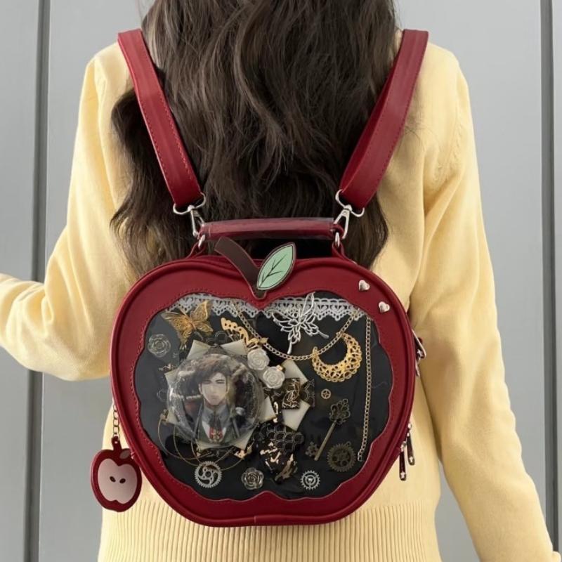 Leather Bag Women's Red New Girl Harajuku Niche Design Apple Crossbody Bag Handbag Sweet Style Cute Ulzzang Ita Bag Y2k Backpack Preppy Style Itabag