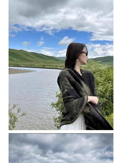 Autumn & Winter Women's Shawl: Xinjiang & Tibet Travel Cape, Thick Western Sichuan Outerwear Cloak