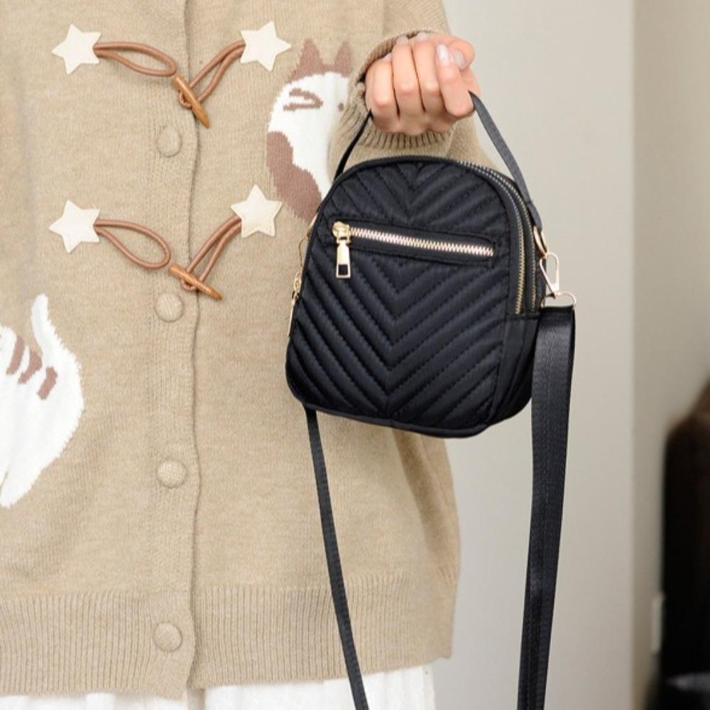 Oxford Shoulder Bag Solid Color Small Phone Bag Casual Zipper Crossbody Bag Storage Bag