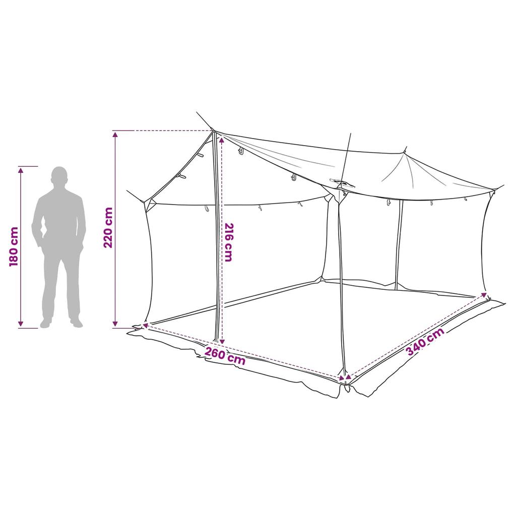 Camping Tarp with Mesh Walls Blue 340 x 260 x 220 cm