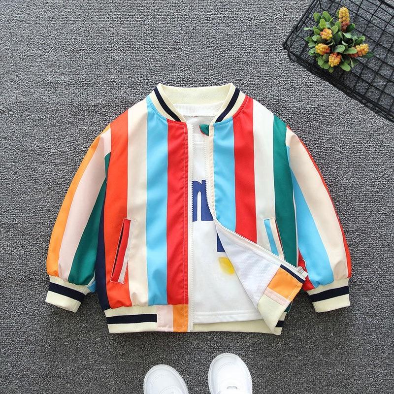 2-10T Kid Fashion Jacket for Kid Boy Coat Spring Autumn Baseball Uniform Stripe Letter Print Outerwear Baby Girl Child Clothes