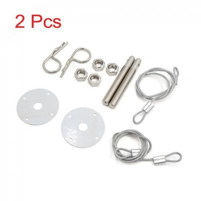 2 Pcs Racing Style Metal Mount Hood Pin P Plate Bonnet Lock Kit for Car
