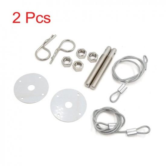 2 Pcs Racing Style Metal Mount Hood Pin P Plate Bonnet Lock Kit for Car
