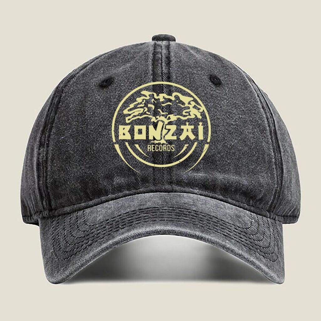 Bonzai Records Emblem Fashion Washed Baseball Cap Hat Outdoor Activities