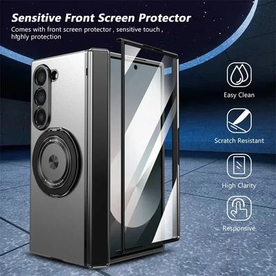 Screen Glass Magsafe Magnetic Hinge Holder Case for Samsung Galaxy Z Fold 7 6 5 4 3 360 Rotating Folding Bracket Protect Cover