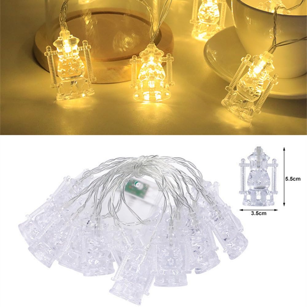 10Ft 20 LEDs Ramadan Lights Oil Lamp String Light Battery Operated Fairy Lights Indoor Ramadan Kareem Eid Mubarak Decor for Home Eid Al-Fitr Party