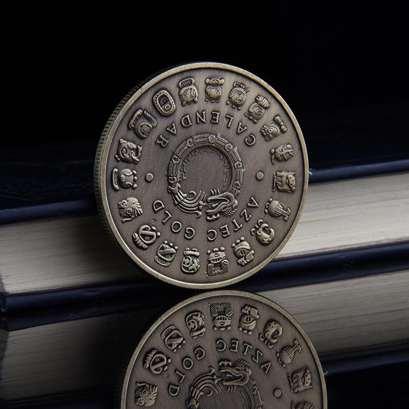 Aztec Maya, Lacquer Dragon, Bronze, Commemorative Medal, Maya Corona, Pyramid, Creative Commemorative Medal