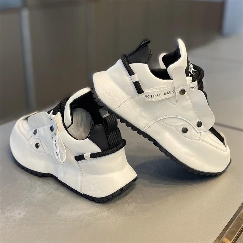 

Autumn leather breathable thick-soled dad shoes comfortable soft-soled lace-up sneakers casual 40 leather shoe size