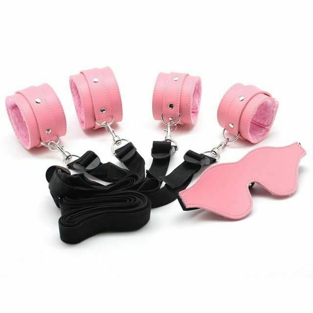 Beginner Under Bed Restraints Kit Wrist Ankle Cuffs Blindfold  Starter Kits