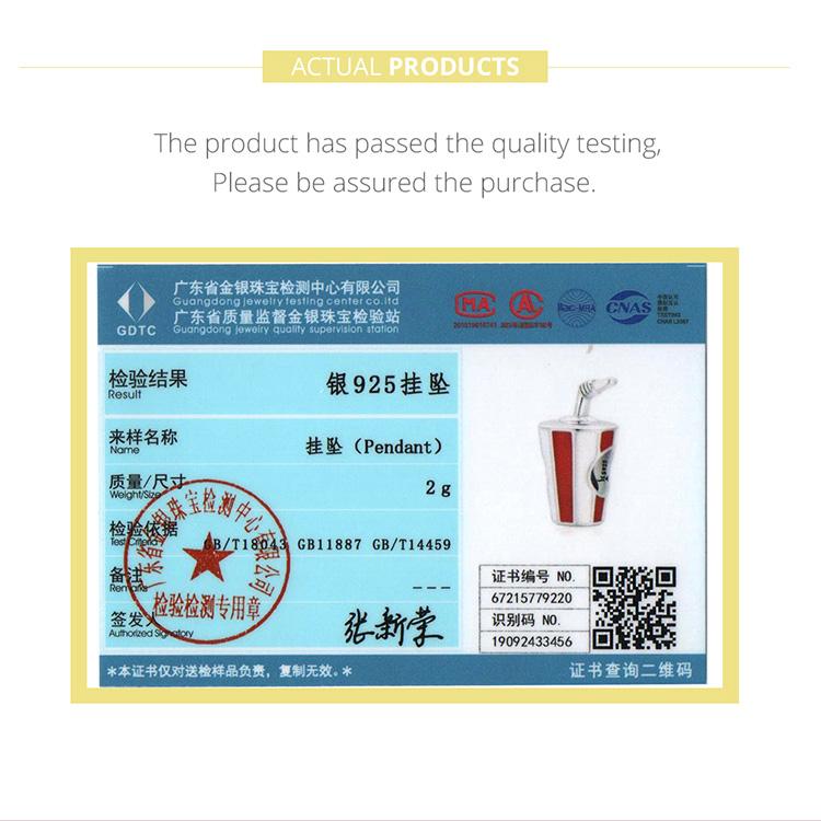 WOSTU 925 Sterlingsilber Köstlicher Funkelnder Getränkeanhänger Passend für Original Armband Halskette DIY Schmuck