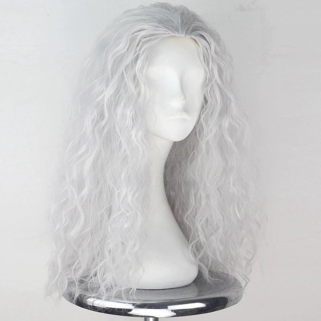Anime Cosplay Wig - White Witch Black Gray Fluffy Long Curly Hair for Christmas and Easter