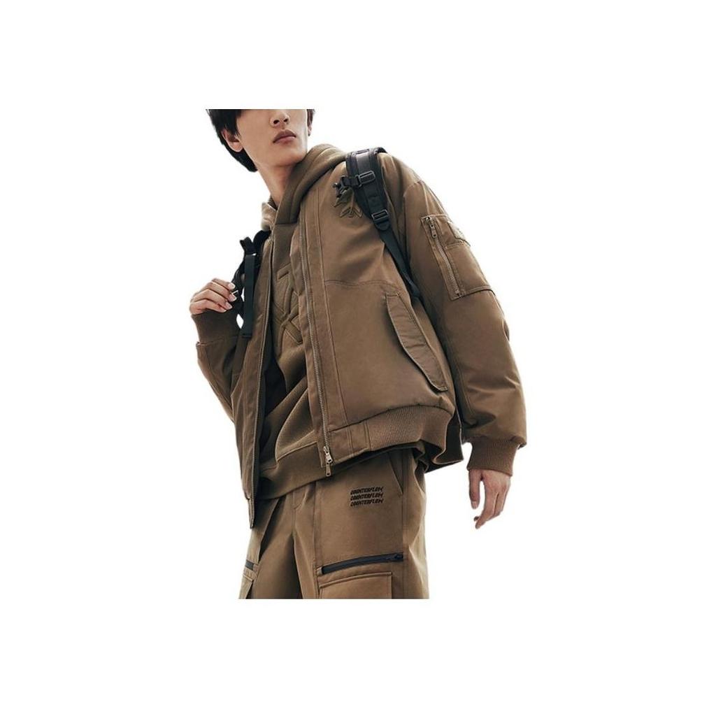 Li-Ning AYMS407-1 Men's CF Logo Bomber Jacket Olive Green