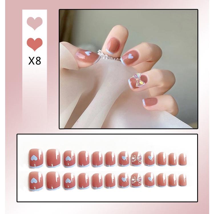 

Накладные ногти Короткие художественные кончики для ногтей Нажмите на накладные ногти с дизайном Полное покрытие Искусственные розовые носимые прозрачные кончики Нажмите на ногти Накладные ногти короткие