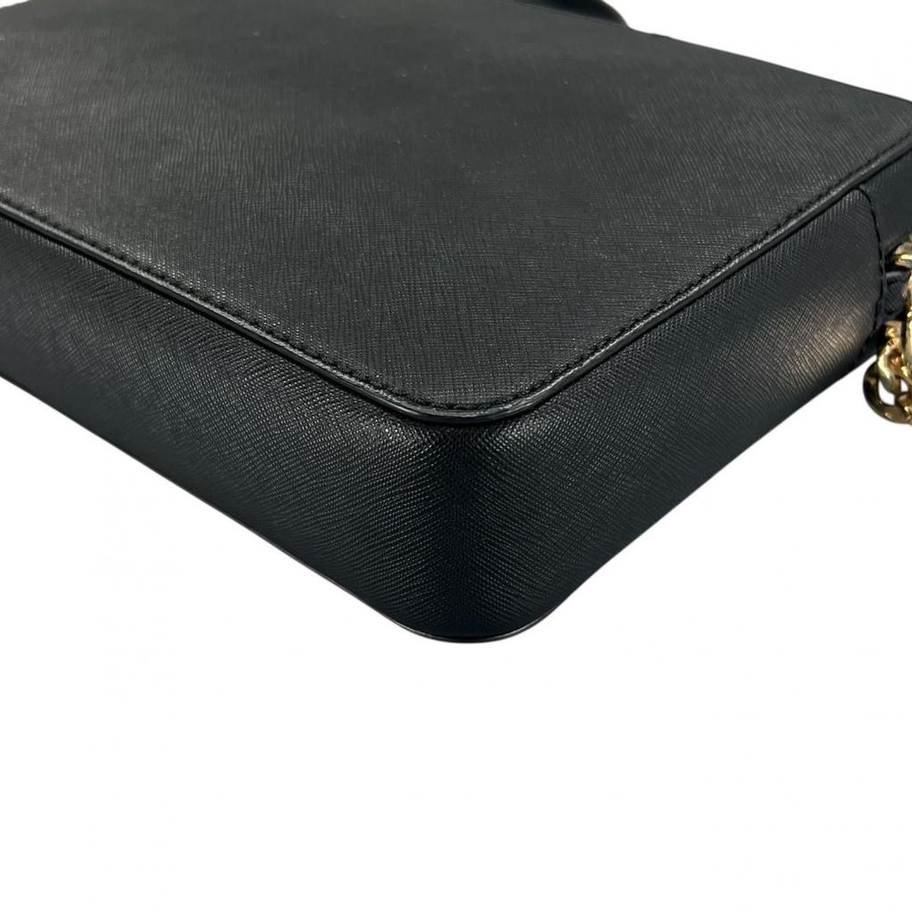 Michael Kors Safiano Shoulder Bag Leather Black Women PS-1808 Used