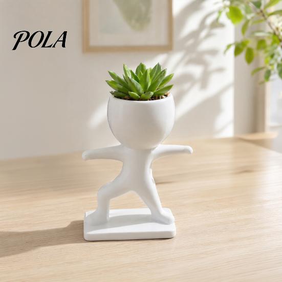 Smooth Surface Flowerpot Fun Workout Figure Planter, Modern Resin Treadmill Runner Plant Pot, Dumbbell Fitness Themed Decor Body Builder Holder, Cute