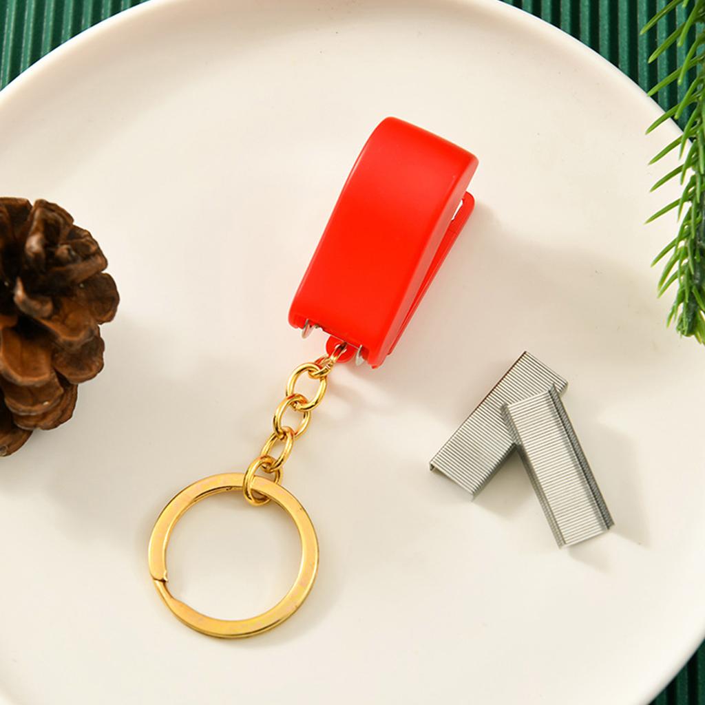 Stapler Multipurpose Cute Cartoon 10 Sheets Capacity Small Manual Table Stapler with Keychain for Christmas Present School