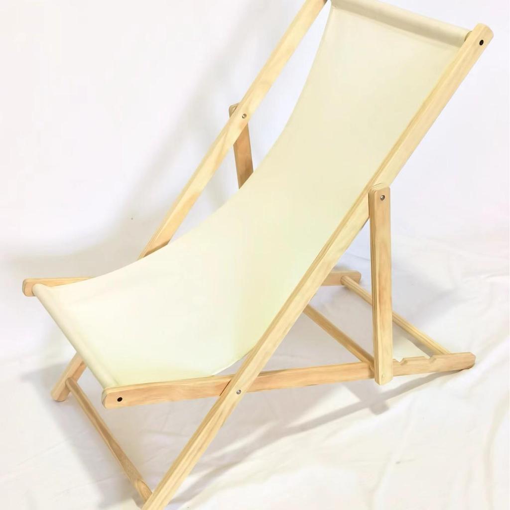 Adjustable Solid Wood Beach Lounger: Outdoor Folding Chair for Leisure & Camping